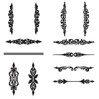 Elegant black and white decorative silhouette elements for design projects and creative applications vector