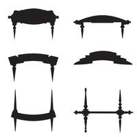 Decorative banner and frame silhouettes in black providing versatile design elements for various creative projects vector