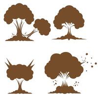 Diverse silhouette illustrations of trees in various styles and shapes vector