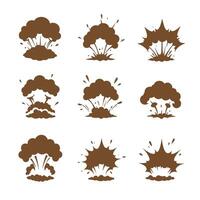 Set of brown silhouette explosion effects for graphic design elements vector