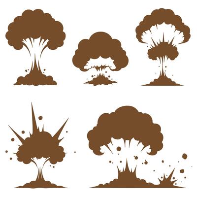 Collection of brown explosion silhouettes displaying comic book style visuals
