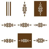 Collection of ornate design elements in brown silhouette for elegant decoration vector
