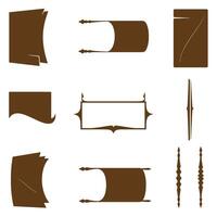Collection of ornate brown silhouette shapes elements for elegant design projects vector