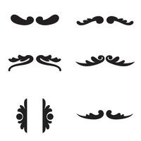 Set of elegant black silhouette ornamental decorative elements in various styles for design vector