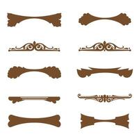 Decorative brown silhouette divider and ornament elements isolated on white background vector