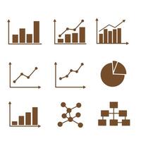 Brown silhouette infographic charts and graphs for business data analysis and financial reports vector