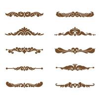 Elegant decorative divider ornaments in brown silhouette for design projects vector