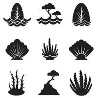 Decorative nature elements set silhouette images for design and decorative use vector