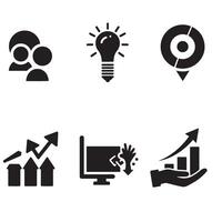 Collection of business and finance related silhouette icons for digital design and marketing. vector
