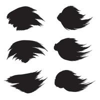 Collection of abstract black silhouette brush strokes with dynamic flow on white background vector