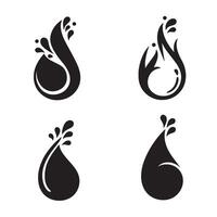 Abstract water drop silhouettes for design elements and logos in black and white vector