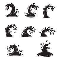 Set of stylized silhouette water splash elements for design projects vector