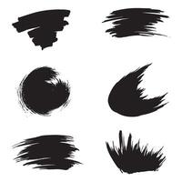 Artistic brush stroke collection with various shapes and silhouettes in black and white vector