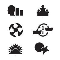 Collection of black silhouette icons representing diverse concepts and symbols vector