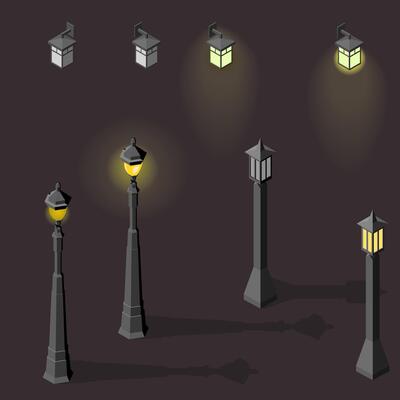 Set of light lamp pillar