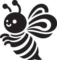 a black and white bee icon on a white background vector