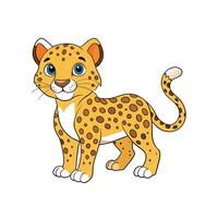 Cartoon leopard cub standing isolated on a white background vector