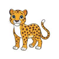 Cartoon leopard illustration with outline isolated on a white background vector