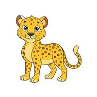 Cartoon Cheetah Character Illustration Standing Isolated on White Background vector