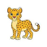 Cartoon Cheetah Illustration Standing Upright with a Friendly Expression vector