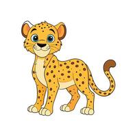 Cartoon cheetah standing upright with a friendly expression vector