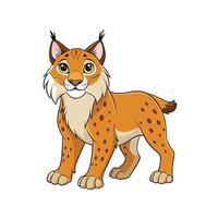 Cartoon lynx with spots standing on a white background vector