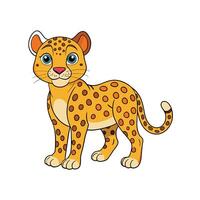 Cartoon Leopard Cub Standing with Curious Expression Isolated vector