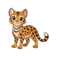 Cartoon ocelot with large eyes standing on white background vector