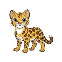 Cartoon ocelot illustration standing isolated on a white background vector