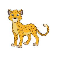 Cartoon cheetah illustration with simple lines and bright colors vector