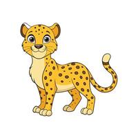 Cartoon cheetah illustration on a white background, front view vector