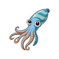 Cartoon Squid Character Illustration with Big Eyes and Tentacles vector