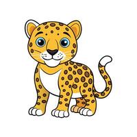 Cartoon Leopard Cub Illustration in Bold Outline Style vector