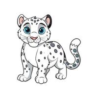 Cartoon Snow Leopard Cub Smiling on White Background vector
