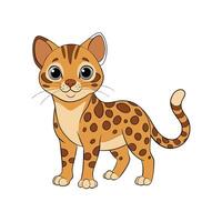 Cute cartoon leopard cub stands playfully on white background vector