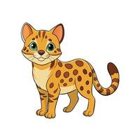 Cute cartoon leopard cub with spotted fur standing cheerfully vector