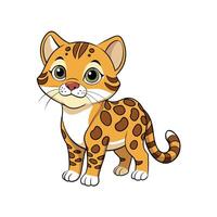 Cute cartoon margay cub standing isolated on a white background vector