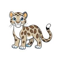 Cartoon snow leopard illustration with friendly expression and spots vector