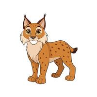 Cartoon lynx with a cute expression on white background vector