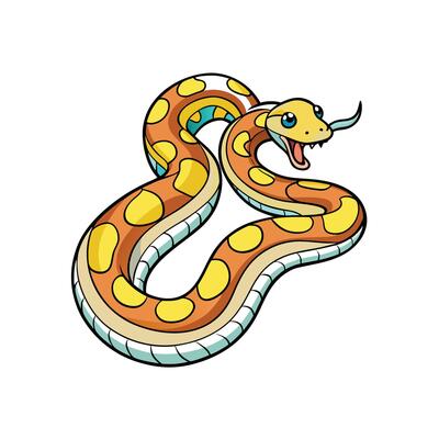 Cartoon snake illustration with bright colors on white background