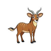 Cartoonstyle illustration of a happy bongo antelope on white vector