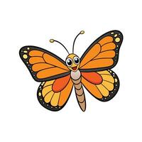 Cartoon monarch butterfly with big smile and happy expression vector