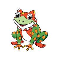 Cartoon frog with colorful patterns and smiling expression vector