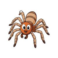 Cartoon smiling spider with eight legs on white background vector