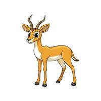 Cartoon illustration of a standing antelope with detailed outlines vector