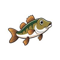 Cartoon perch fish illustration on white background, simple design vector