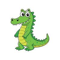 Cartoon green alligator character standing upright and smiling broadly vector