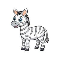 Cartoon zebra standing cheerfully with a friendly expression vector