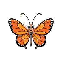 Cartoon butterfly illustration with cute smile and open wings vector
