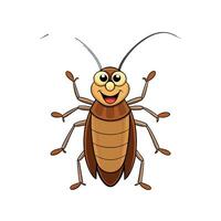 Cartoon cockroach illustration with cheerful expression on a white background vector